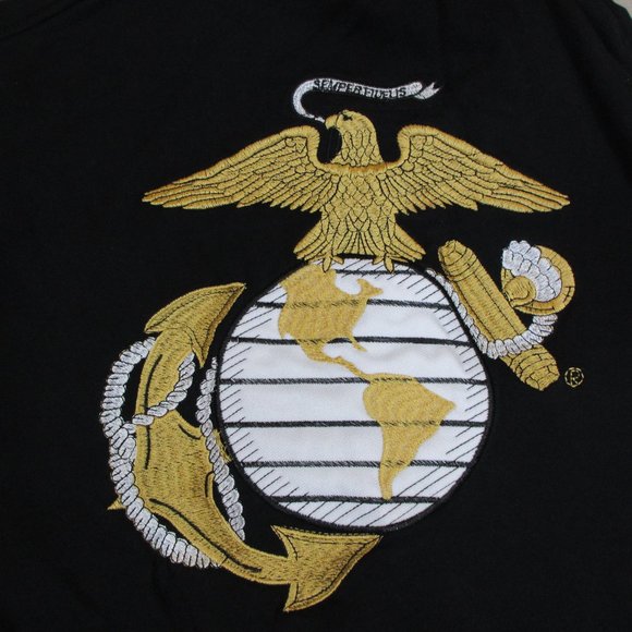 VINTAGE Marines Hoodie Mens Medium Black USMC US Honor Sweatshirt Made In USA * - Picture 2 of 13